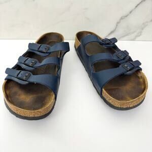 Birkenstock Womens Florida Birko-Flor Soft Bed Sandal Size 40 / 9 Vegan Blue